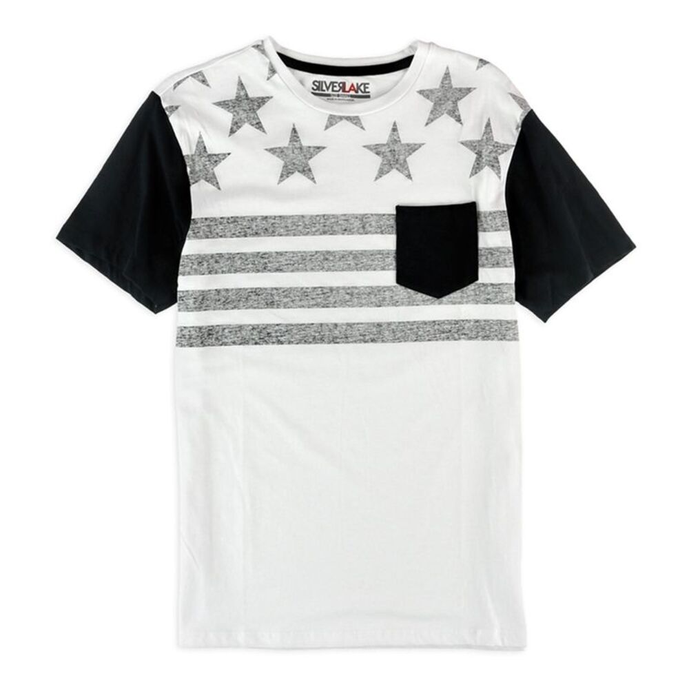 Silver Lake Mens Bandana-Stripe Graphic T-Shirt, Black, S, DM